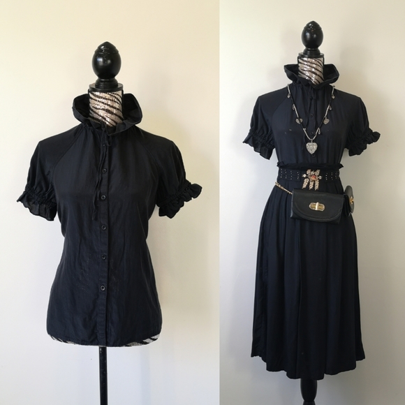 Club Monaco Tops - Club Monaco Silk/Cotton Gothic ruffle blouse